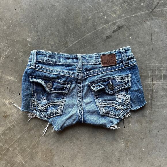 Buckle BKE Denim Starlite Jean Shorts Women's Blue Stretch Cutoff Distressed - Picture 5 of 11